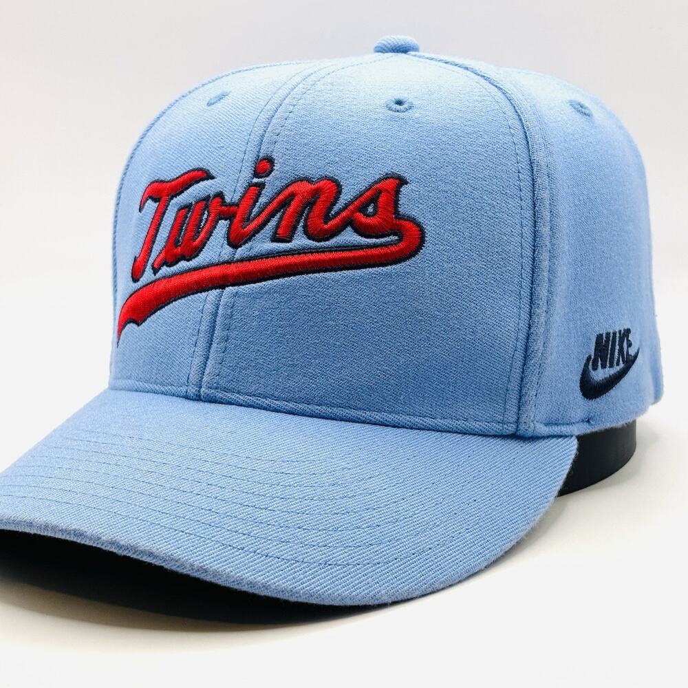 Vintage Minnesota Twins Flex Fit Hat M/L Nike Light Blue Y2K Wool Blend MLB